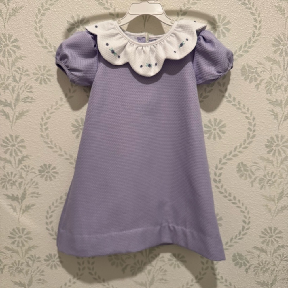 Eliza James Kids lilac purple embroidered scallop collar dress
